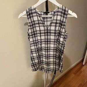 Ann Taylor Black and White Checkered Blouse